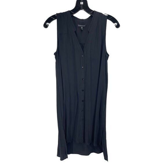 Eileen Fisher Womens Button Down Dress Sleeveless Casual 100% Silk Black Size XS - Picture 1 of 10